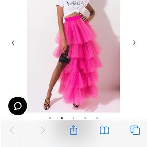 Pink tulle maxi skirt.